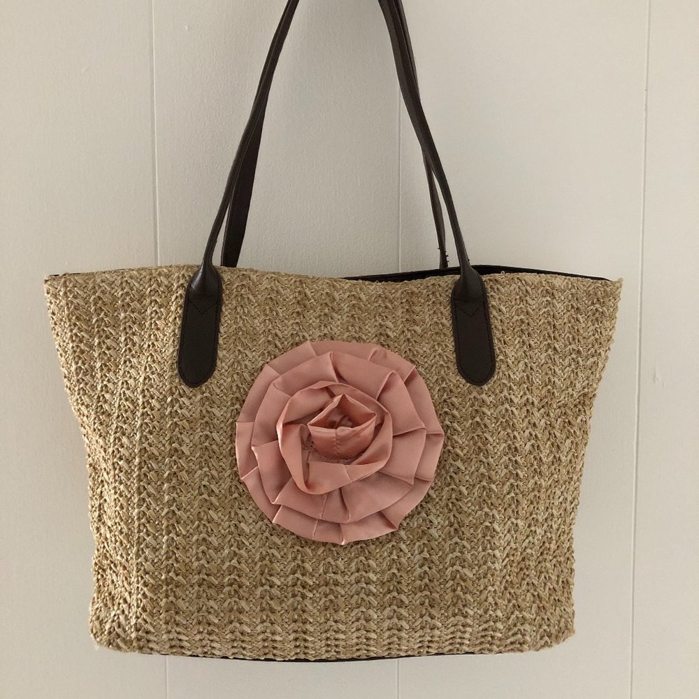 Bracciano woven bag with satin flower